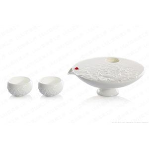 【品牌直供】琉璃工房 LIULI LIVING作品 月湖牡丹 一壶二杯 水杯