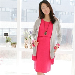 依山傍水2012夏装女装韩版长袖外套开衫+连衣裙/喂奶衣家居服wm6