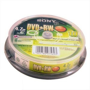 原装正品 索尼SONY光盘 DVD+RW 10片桶装 可重复擦写刻录盘