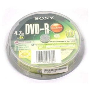 索尼 DVD+R/DVD-R 刻录光盘 16X 4.7G刻录盘 10片装