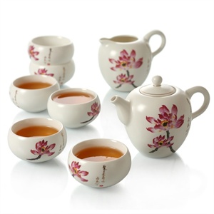 【思喜】景德镇陶瓷礼品 功夫茶具套装 出水芙蓉 CJ-D008