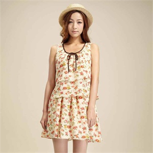 唐狮 新款夏装 女装日系碎花两件套连衣裙112222104418