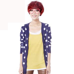 【品牌直供】LARVIO拉维亚 2011秋装新品 可爱波点针织开衫