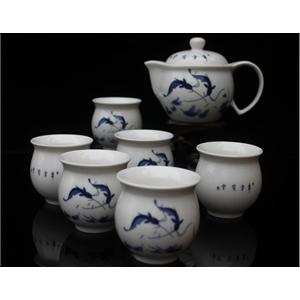 景德镇 骨瓷 茶具 套装 7头茶具套装 青花瓷 茶具 套
