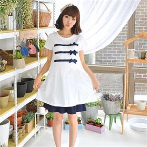 依山傍水 2012夏季新品 长款t桖裙 蓝色经典 孕妇t桖 短袖