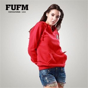 FUFM 2012春秋装新款 纯色连帽套头女士卫衣 数字图案W10WSW811
