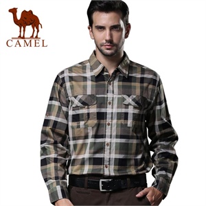 camel 骆驼 男装 2012春夏新款 时尚休闲纯棉格子衫 男士长袖衬