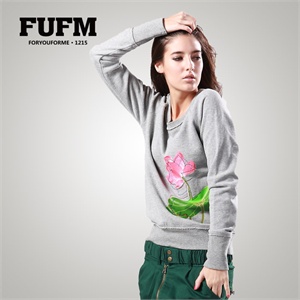 FUFM 2012春装新品 女 时尚中国风 套头休闲长袖卫衣W10WSW820