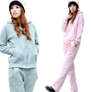 2011冬装新款女装 全棉拉绒加厚运动套 带帽休闲卫衣
