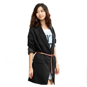 SST 新款春装欧美风宽松波点长款外套西装西服 ssmy2013