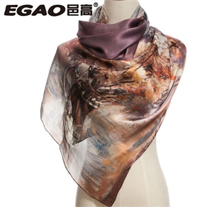 邑高EGAO正品 纯真丝（桑蚕丝）喷绘油画长丝巾 围巾 披肩 23207