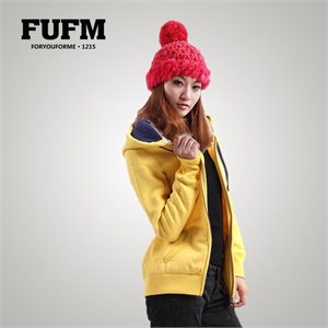 FUFM 新款 女 抓绒加厚情侣款纯棉卫衣 外套W10WSW836