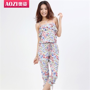 【品牌直供】制服进化论 Aozi奥姿 2011夏新 荷叶边碎花连体七分裤 SG102