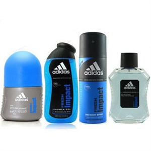 阿迪达斯男士香水100ml+沐浴露+止汗喷雾+止汗走珠4件套 纵情组合