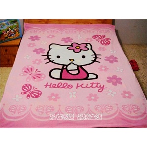 豪美家纺 超柔加厚儿童卡通珊瑚绒毯 1.5*2.0 hello kitty 粉