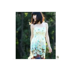 coverlooks清新花朵碎花吊带雪纺吊带连衣裙