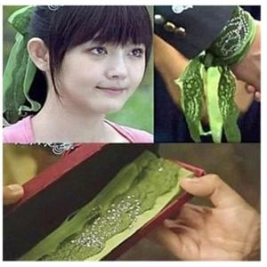 我顶 泡沫之夏大S同款绿蕾丝丝带 头巾