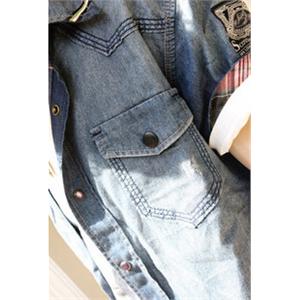 哲林homme 格子布装饰 牛仔衬衫1518C05