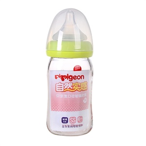 贝亲AA72 自然实感宽口径玻璃奶瓶160ml （绿色）