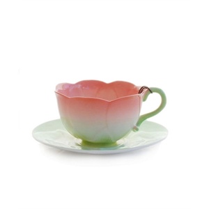 长物志【郁金香】红色花边骨瓷杯碟