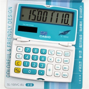 casio 卡西欧 SL 100VC 小号计算器 sl100vc 蓝色 便携 折叠 彩色