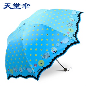 天堂伞2012款卡通动漫防紫外线晴雨伞 超轻时尚三折防晒伞 兔耳套