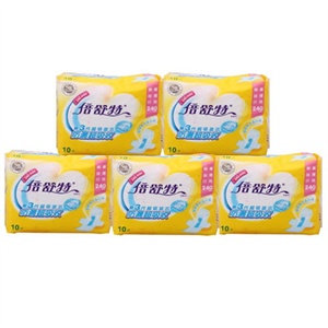 倍舒特 卫生巾棉柔丝薄日用独立5包组合装240mm/共50片