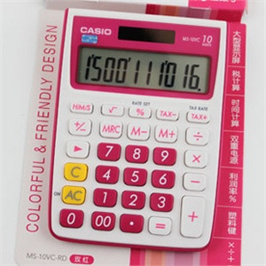 casio 卡西欧 MS 10VC 计算器 ms10vc RD玫红 小号台式 彩色