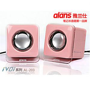 笔记本电脑 USB2.0音箱-雅兰仕 AL-203(粉色),MINI小音箱第一品牌