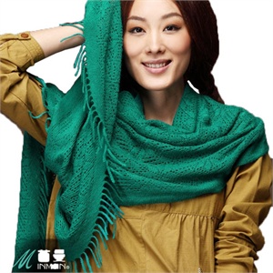 INMAN茵曼女装 装饰 长方形 保暖 怀旧诗意 镂空小流苏围巾 SC025