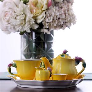 【品牌直供】馨赏家 美克美家出品 鹅黄小花茶具五件套