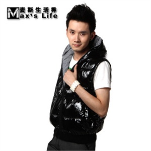 Max's life/麦斯生活秀 保暖 亮皮 男式连帽马夹棉背心 565