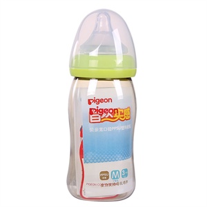 贝亲AA74 自然实感宽口径PPSU塑料奶瓶240ml 绿色