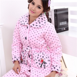 想飘内衣 冬装新品超柔珊瑚绒夹棉夹绒女士可爱家居服睡衣