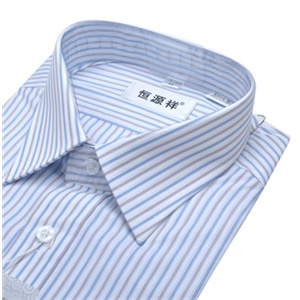 恒源祥长袖衬衫男士衬衣1549兰黄竖条立体纹