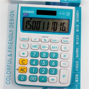 casio 卡西欧 MS 10VC 计算器 ms10vc BU冰蓝 小号台式 彩色