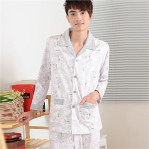 新品上市男式睡衣 纯棉居家服 长袖睡衣家居服两件套 秋冬装