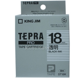 King Jim锦宫标签带◆TEPRA锦宫ST18K标签机色带 18mm透明底黑字