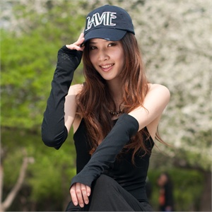 乐为手套女士春夏女款防晒袖套手套加长可爱L11FD106
