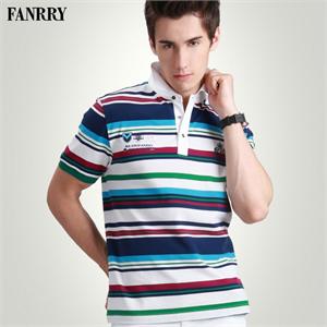 【品牌直供】时尚航海风格条纹长绒棉POLO衫1203
