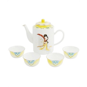 长物志【瑶琴】手绘仕女骨瓷茶具
