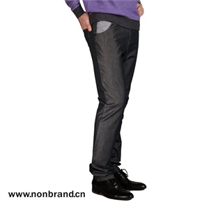 【nonbrand】里外双层布银灰色修身休闲裤