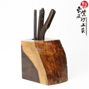 王道家居 宜兴紫 砂茶道 实木黑檀木自然型 四君子/四件套 dy