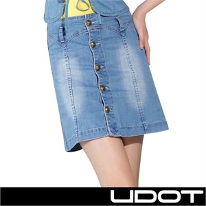 【UDOT右道】春装新品浅蓝中腰牛仔半裙 百搭A字裙U473