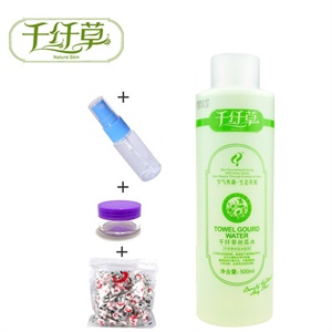 千纤草丝瓜水500ml+面膜纸100个+喷瓶1个+泡瓶1个 补水美白