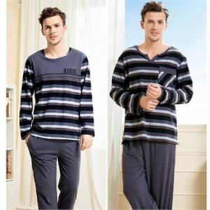 绮瑞家居服2011秋装纯棉男士休闲条纹睡衣套装QC33157 QC33172