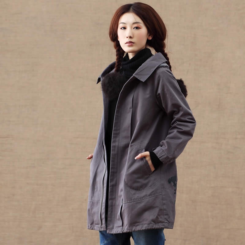 【INMAN<em>茵曼外套</em>】<em>茵曼秋装</em>纯棉加厚大码女