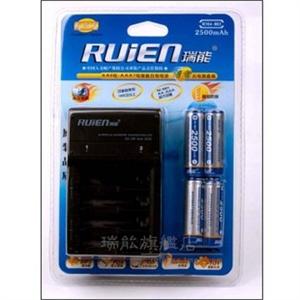瑞能 镍氢电池2500MA 5号电池*4 4节装标准充电套装