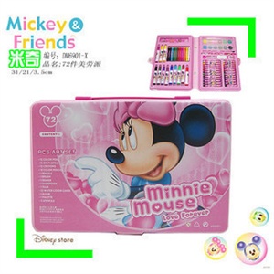 Mickey米奇文具 正品米奇72件美劳派DM6901粉红色套装水彩笔