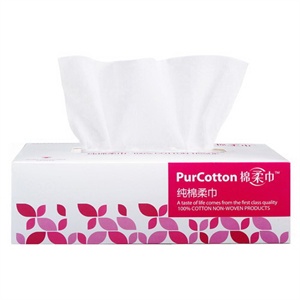 PurCotton 全棉时代 红色樱花版盒装全棉平纹棉巾45g/20x20cm,80片/盒